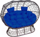 Диван садовый M-Group Лежебока / 11190210 (на подставке с коричневым ротангом/синяя подушка) - 