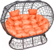 Диван садовый M-Group Лежебока / 11190207 (на подставке с коричневым ротангом/оранжевая подушка) - 
