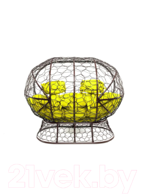 Диван садовый M-Group Лежебока / 11190311 (на подставке с серым ротангом/желтая подушка)