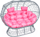 Диван садовый M-Group Лежебока / 11190308 (на подставке с серым ротангом/розовая подушка) - 