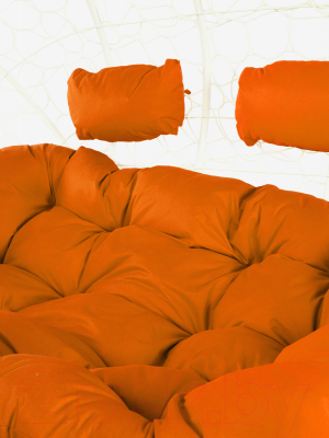 Диван подвесной M-Group Лежебока / 11180107 (с белым ротангом/оранжевая подушка)