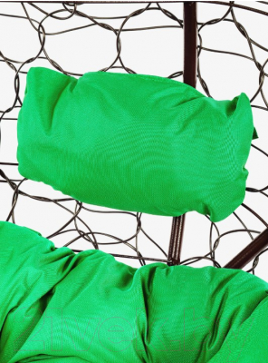 Диван подвесной M-Group Лежебока / 11180204 (с коричневым ротангом/зеленая подушка)