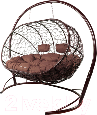 Диван подвесной M-Group Лежебока / 11180205 (с коричневым ротангом/коричневая подушка)