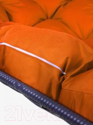 Диван подвесной M-Group Лежебока / 11180307 (с серым ротангом/оранжевая подушка)