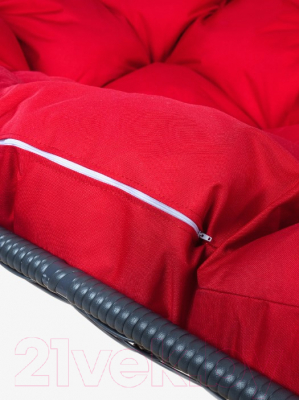 Диван подвесной M-Group Лежебока / 11180306 (с серым ротангом/красная подушка)
