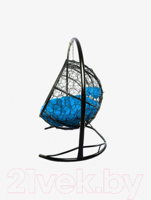 Диван подвесной M-Group Лежебока / 11180410 (с черным ротангом/синяя подушка)
