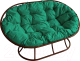Диван садовый M-Group Мамасан / 12100204 (коричневый/зеленая подушка) - 