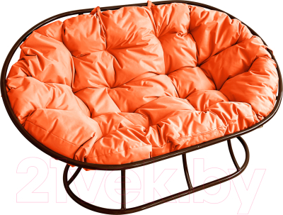 Диван садовый M-Group Мамасан / 12100207 (коричневый/оранжевая подушка)