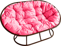 Диван садовый M-Group Мамасан / 12100208 (коричневый/розовая подушка) - 