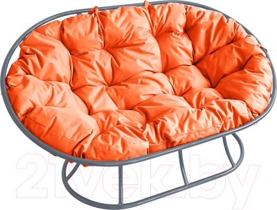 Диван садовый M-Group Мамасан / 12100307 (серый/оранжевая подушка)