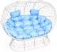 Диван садовый M-Group Лежебока / 11190103 (на подставке с белым ротангом/голубая подушка) - 