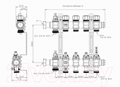 Коллектор отопления Sanha 1VT04DM (4 выхода)