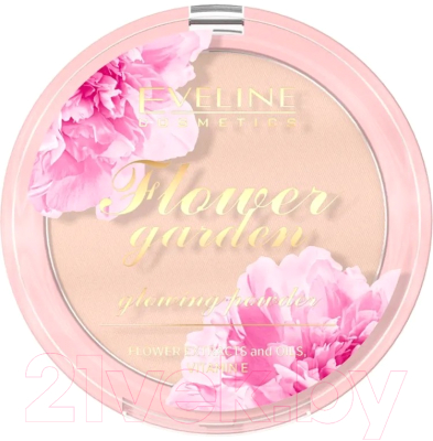 Пудра компактная Eveline Cosmetics Flower Garden С эффектом сияния Слоновая кость (8г)