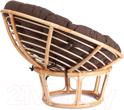 Кресло садовое Tetchair Papasan Eco P115-1/SP STD c подушкой ремешками (натуральный/ткань коричневый)