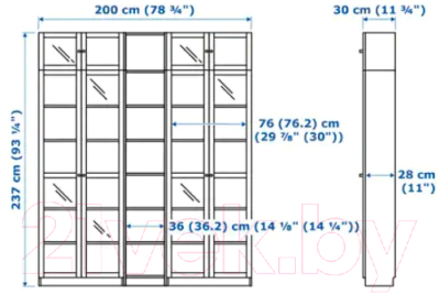 Шкаф с витриной Ikea Билли/Оксберг 392.440.02