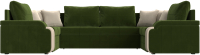 Диван П-образный Лига Диванов Николь П-образный 105 / 60352 (микровельвет, зеленый) - 