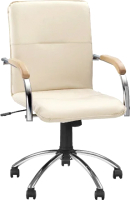Кресло офисное ПМК Самба КС 2 / PMK 000.458 (пегассо бежевый/локти дерево светлое) - 