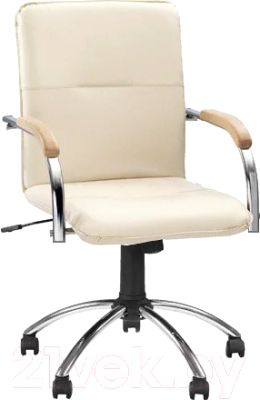 Кресло офисное ПМК Самба КС 2 / PMK 000.458 (пегассо бежевый/локти дерево светлое)