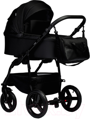 Детская универсальная коляска INDIGO Impulse Eco 2 в 1 (Ie 08, черная кожа/черный)
