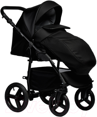 Детская универсальная коляска INDIGO Impulse Eco 2 в 1 (Ie 08, черная кожа/черный)