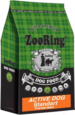 Сухой корм для собак ZooRing Active Dog Standart Птичий микс и рис 425303 (10кг)