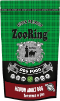 Сухой корм для собак ZooRing Medium Adult Dog Телятина и рис 941958 (2кг) - 