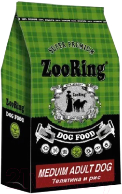 Сухой корм для собак ZooRing Medium Adult Dog Телятина и рис 819583 (10кг)