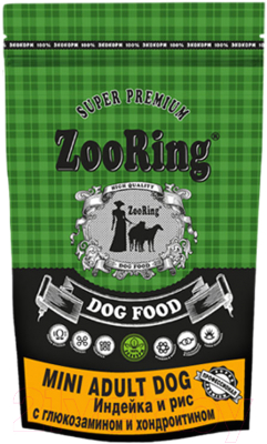 Сухой корм для собак ZooRing Mini Adult Dog Индейка и рис 424856 (0.7кг)