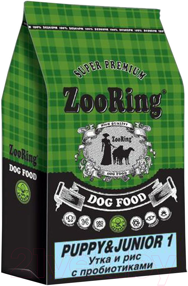 Сухой корм для собак ZooRing Puppy 1 Утка и рис 424627