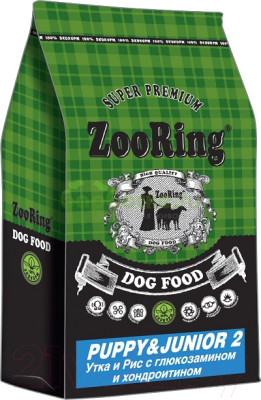 Сухой корм для собак ZooRing Puppy&Junior 2 Утка и рис 424641 (10кг)
