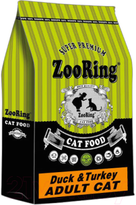 Сухой корм для кошек ZooRing Adult Cat Duck&Turkey 425761 (10кг)