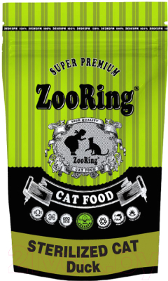 Сухой корм для кошек ZooRing Sterilized Cat Duck 210146 (1.5кг)