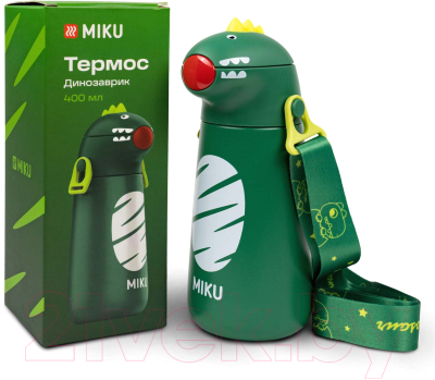 Термос для напитков Miku Динозаврик / TH-KD-400G (400мл, зеленый)