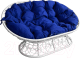 Диван садовый M-Group Мамасан / 12110110 (белый ротанг/синяя подушка) - 