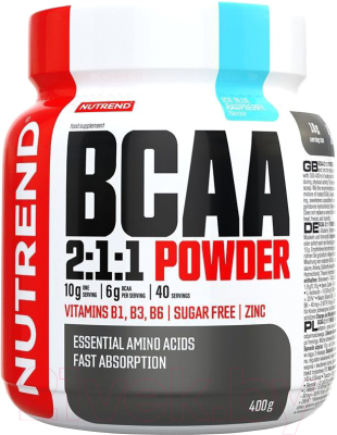 Изображение товара Аминокислоты BCAA Nutrend Powder 2:1:1 / NT982053 (400г, ледяная голубая малина)