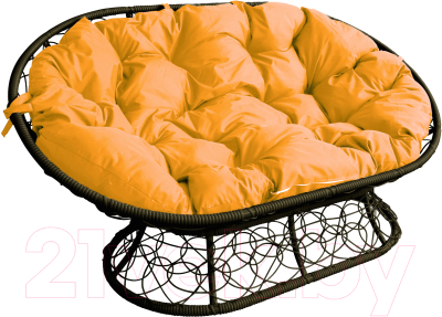 Диван садовый M-Group Мамасан / 12110211 (коричневый ротанг/желтая подушка)