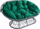 Диван садовый M-Group Мамасан / 12110304 (серый ротанг/зеленая подушка) - 