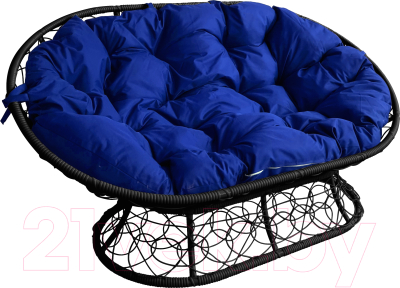 Диван садовый M-Group Мамасан / 12110410 (черный ротанг/синяя подушка)