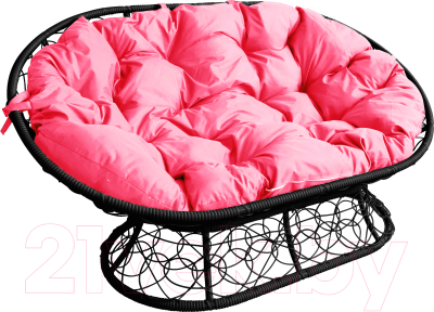 Диван садовый M-Group Мамасан / 12110408 (черный ротанг/розовая подушка)