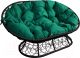 Диван садовый M-Group Мамасан / 12110404 (черный ротанг/зеленая подушка) - 