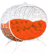 Диван садовый M-Group Улей на ножках / 11220107 (белый ротанг/оранжевая подушка) - 