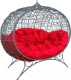 Диван садовый M-Group Улей на ножках / 11220306 (серый ротанг/красная подушка) - 