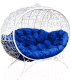 Диван садовый M-Group Улей на ножках / 11220110 (белый ротанг/синяя подушка) - 