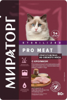 

Влажный корм для кошек, Pro Meat Для стерилиз. старше 1 года с кроликом / 1010024161