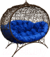 Диван садовый M-Group Улей на ножках / 11220210 (коричневый ротанг/синяя подушка) - 