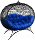 Диван садовый M-Group Улей на ножках / 11220410 (черный ротанг/синяя подушка) - 