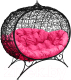 Диван садовый M-Group Улей на ножках / 11220408 (черный ротанг/розовая подушка) - 