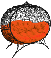 Диван садовый M-Group Улей на ножках / 11220407 (черный ротанг/оранжевая подушка) - 