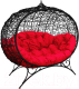 Диван садовый M-Group Улей на ножках / 11220406 (черный ротанг/красная подушка) - 