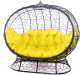 Диван садовый M-Group Улей на ножках / 11220411 (черный ротанг/желтая подушка) - 